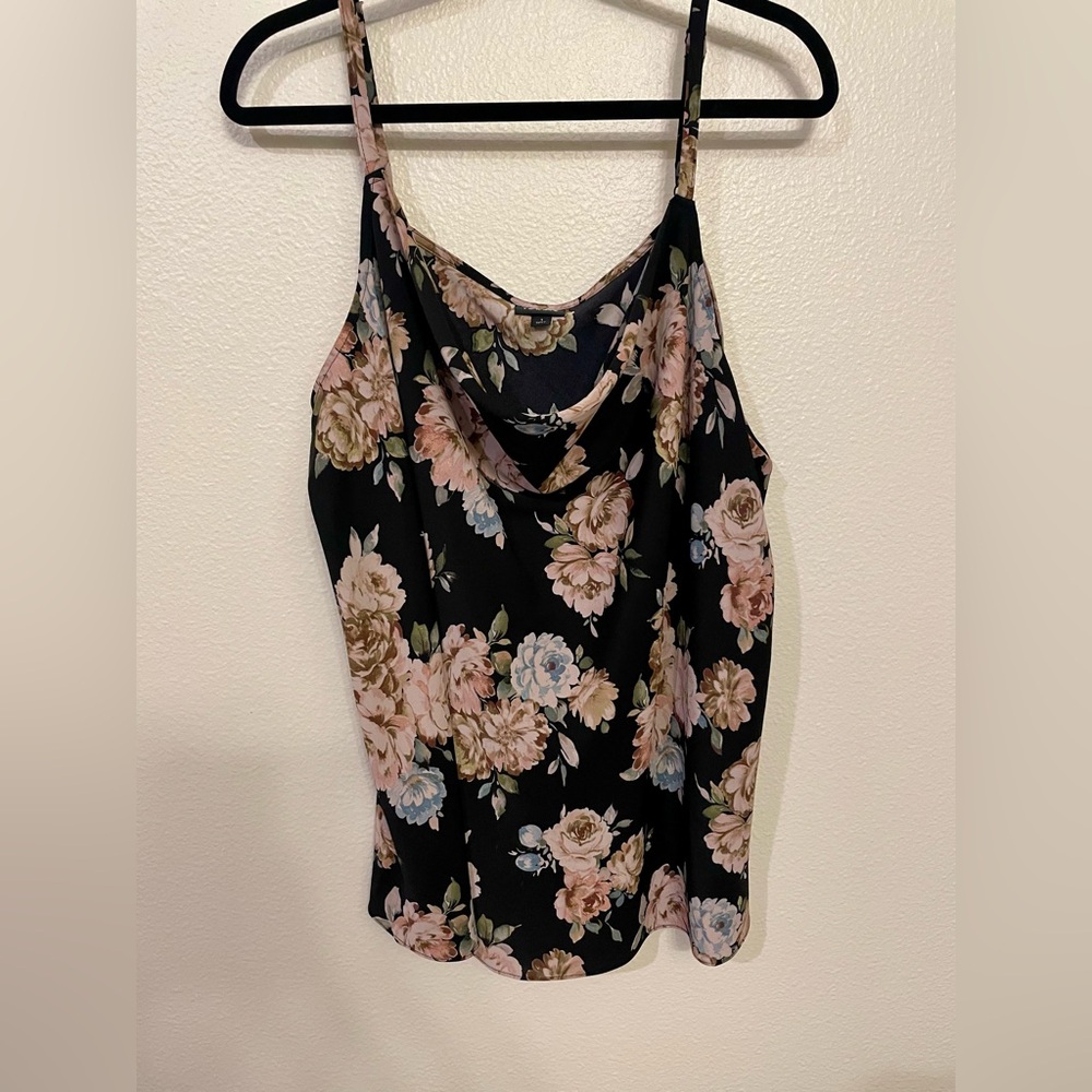 Torrid Black Floral Cowl Neck Camisole